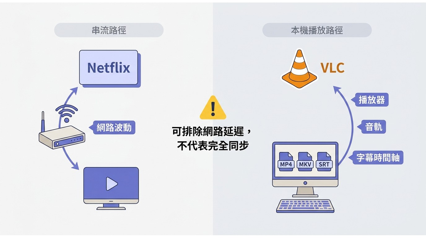 Netflix串流與MP4、MKV、SRT本機播放的不同同步問題