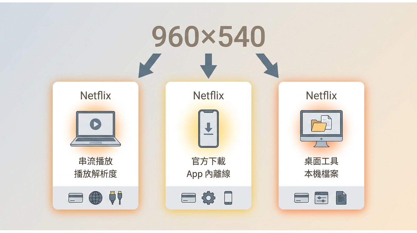 Netflix 960×540在串流播放、官方下載與桌面工具輸出的不同意義。