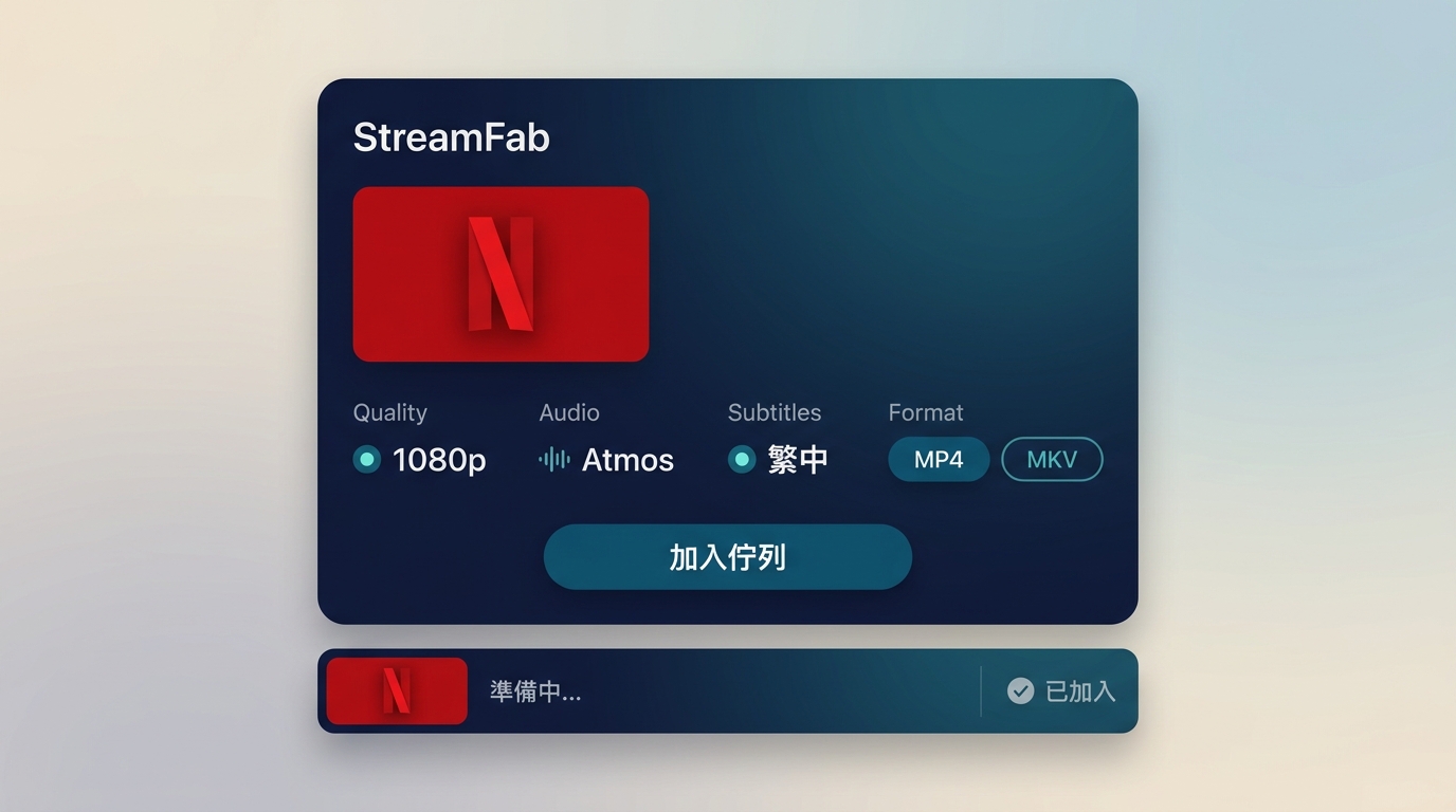 StreamFab Netflix下載設定可選1080p、音軌、繁體中文字幕及MP4或MKV。