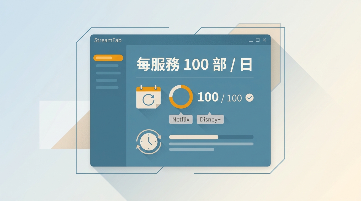 StreamFab下載上限是多少?每服務100部、重置時間與額度查詢
