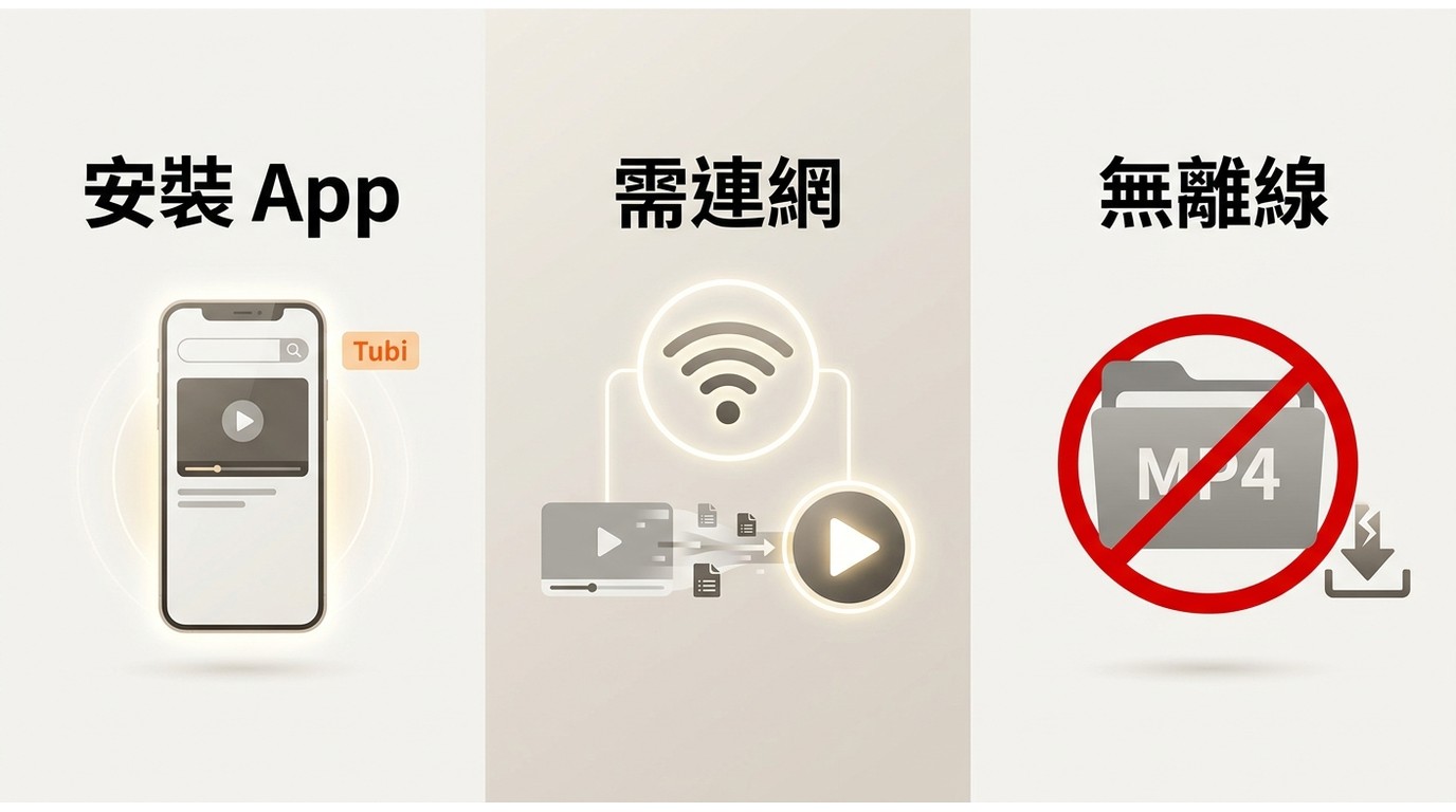 Tubi App可線上播放,但官方不提供MP4影片離線下載
