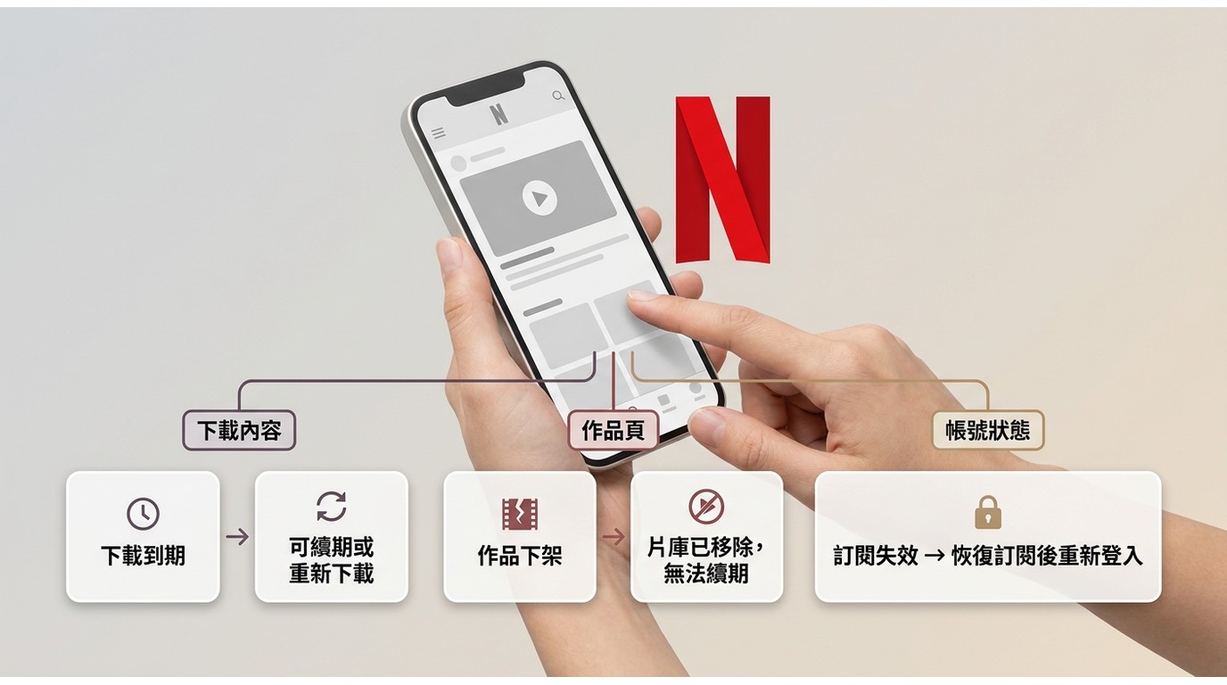 Netflix 下載到期、作品下架與訂閱失效的差異及處理方式