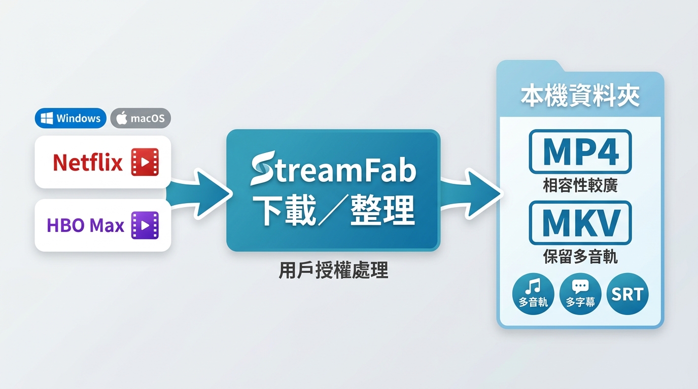 StreamFab 將 Netflix 與 HBO Max 內容輸出為 MP4 或 MKV 並管理字幕音軌