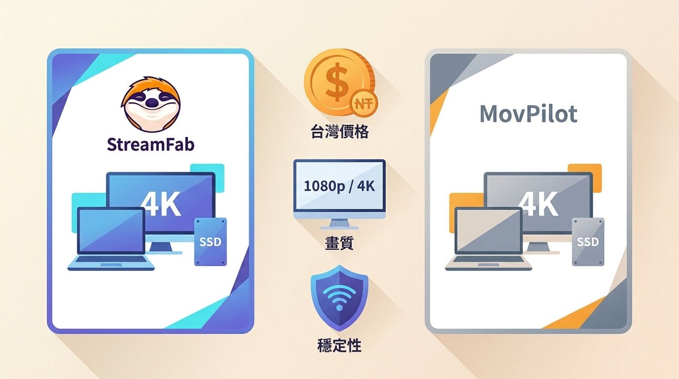 2026 StreamFab與MovPilot比較：台灣價格、畫質與穩定性