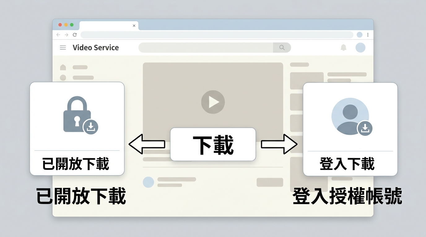 Vimeo影片頁面的官方下載按鈕與登入權限提示